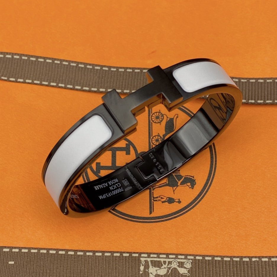 [⭐⭐JeweliWhal]H BRACELET 12MM BLACK WHITE CERAMIC