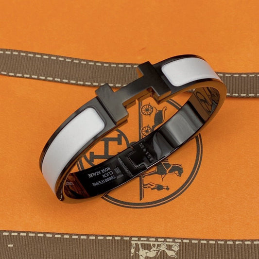 [⭐⭐JeweliWhal]H BRACELET 12MM BLACK WHITE CERAMIC