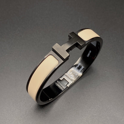[⭐⭐JeweliWhal]H BRACELET 12MM BLACK BEIGE CERAMIC