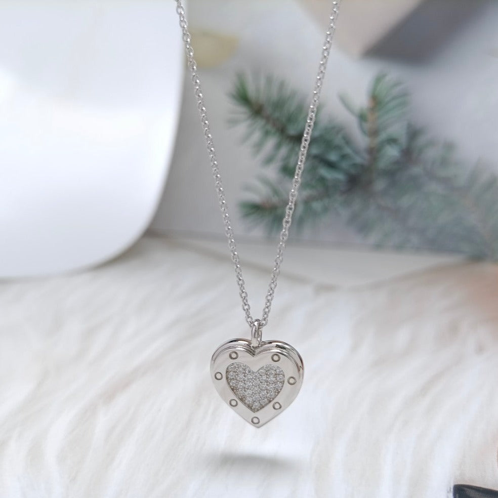 [JeweliWhal]HEART DIAMONDS PEDANT NECKLACE