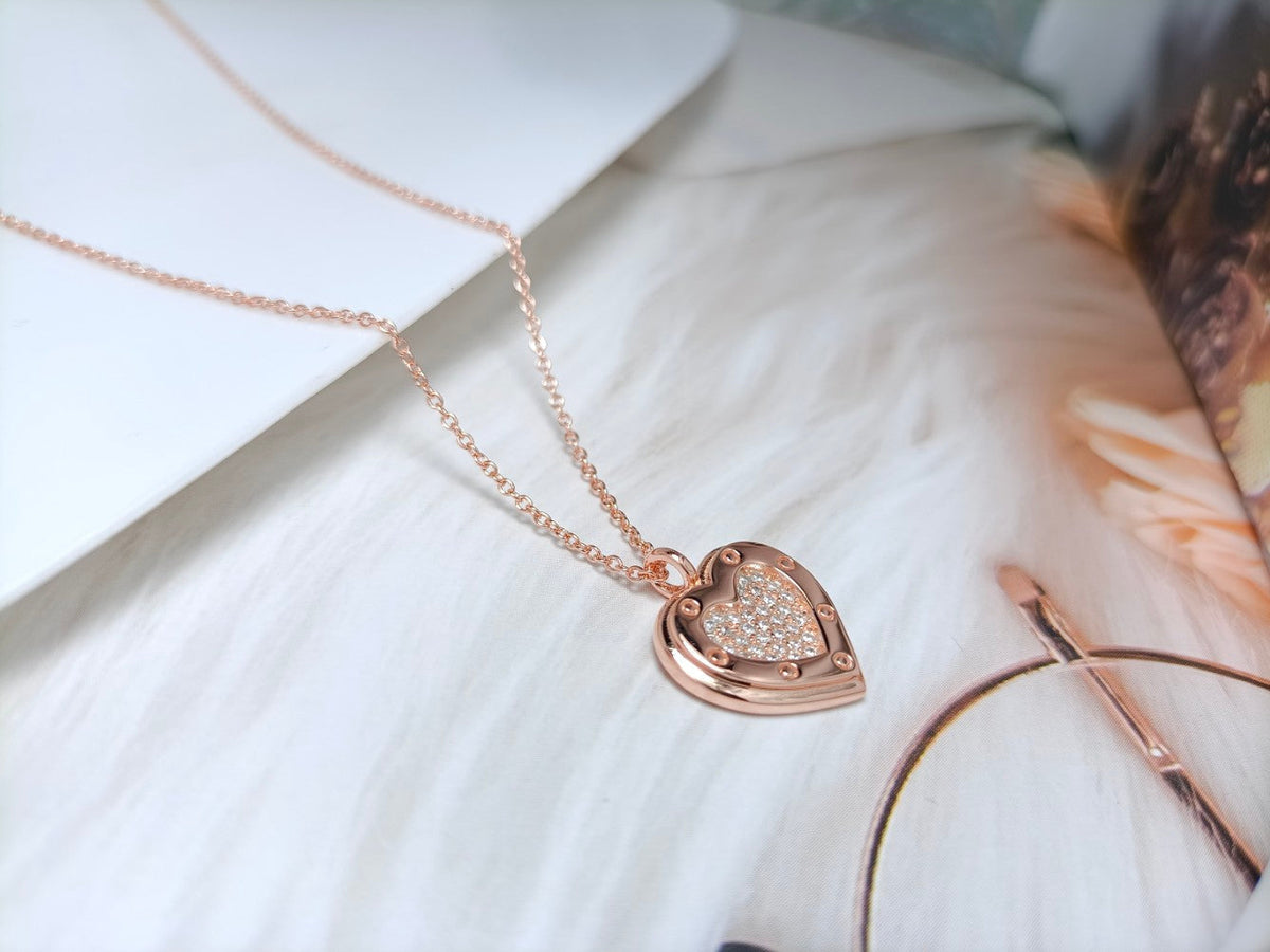 [JeweliWhal]HEART DIAMONDS PEDANT NECKLACE