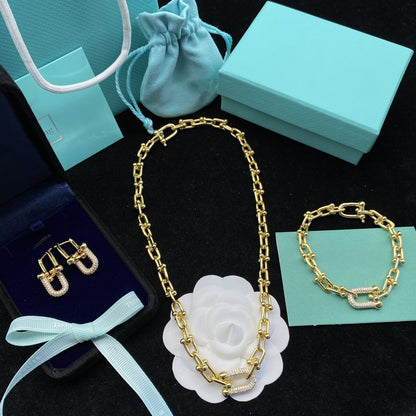 [JeweliWhal]HARDWEAR LINK DIAMOND GOLD EARRINGS