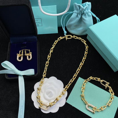 [JeweliWhal]HARDWEAR LINK DIAMOND GOLD EARRINGS