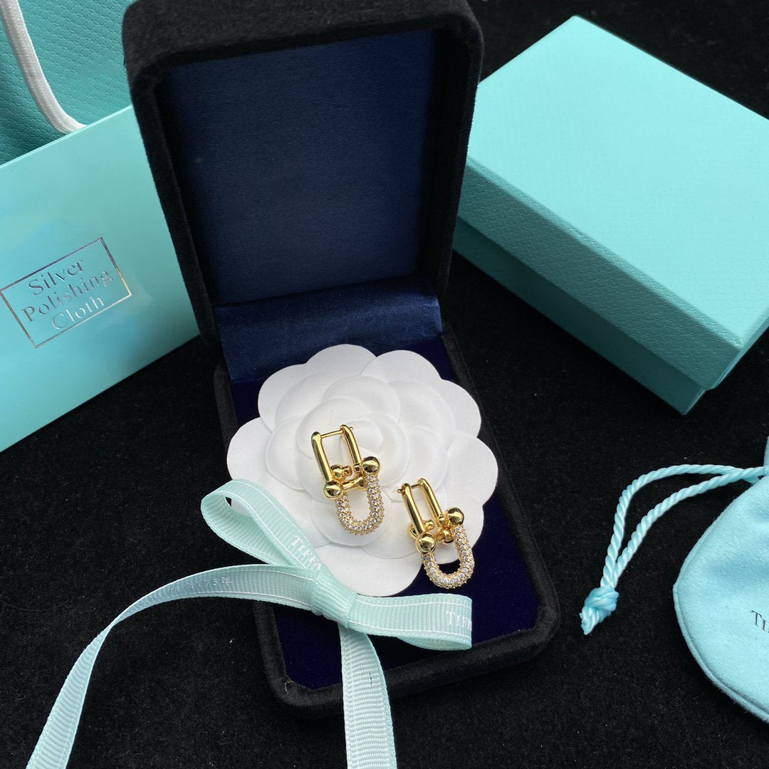 [JeweliWhal]HARDWEAR LINK DIAMOND GOLD EARRINGS