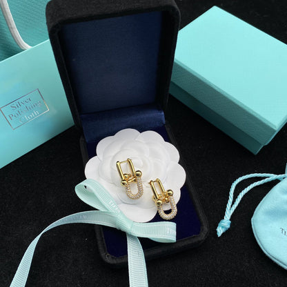 [JeweliWhal]HARDWEAR LINK DIAMOND GOLD EARRINGS