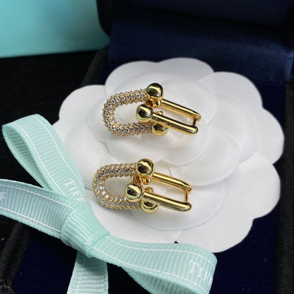[JeweliWhal]HARDWEAR LINK DIAMOND GOLD EARRINGS