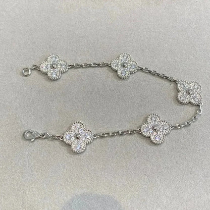 [⭐⭐JeweliWhal] CLOVER 5 MOTIF FULL DIAMOND BRACELET COLLECTION