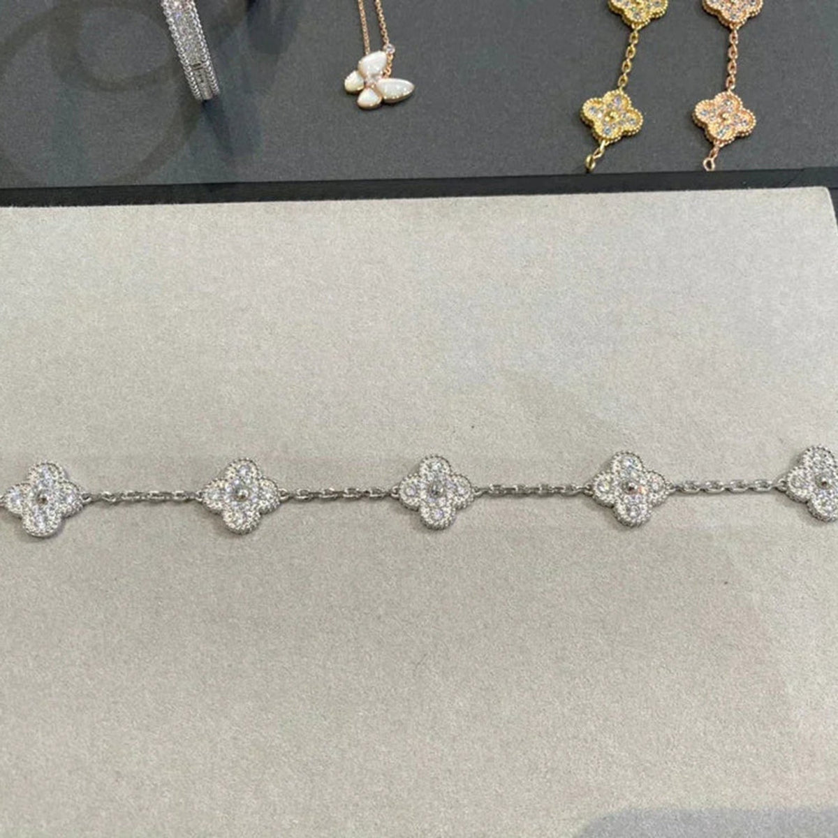 [⭐⭐JeweliWhal] CLOVER 5 MOTIF FULL DIAMOND BRACELET COLLECTION