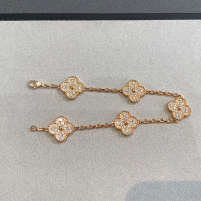 [⭐⭐JeweliWhal] CLOVER 5 MOTIF FULL DIAMOND BRACELET COLLECTION