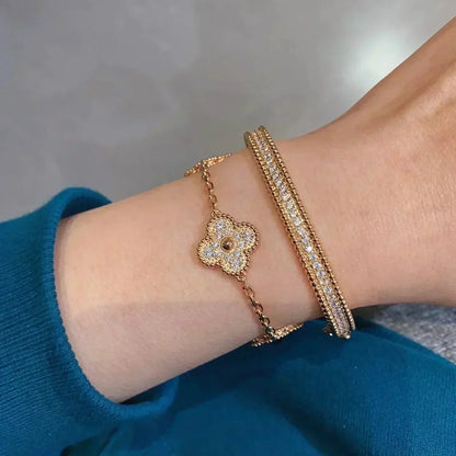 [⭐⭐JeweliWhal] CLOVER 5 MOTIF FULL DIAMOND BRACELET COLLECTION