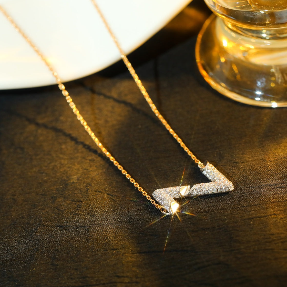 [⭐⭐JeweliWhal]VOLT SILVER DIAMOND PEDANT NECKLACE