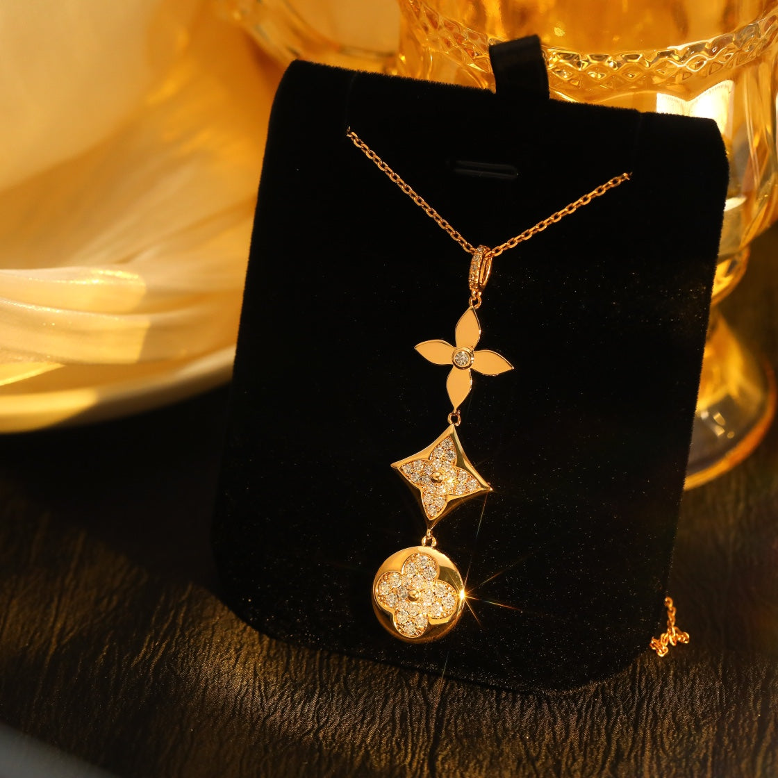 [⭐⭐JeweliWhal]STERN- UND SONNEN-DIAMANT-HALSKETTE IN ROSÉGOLD