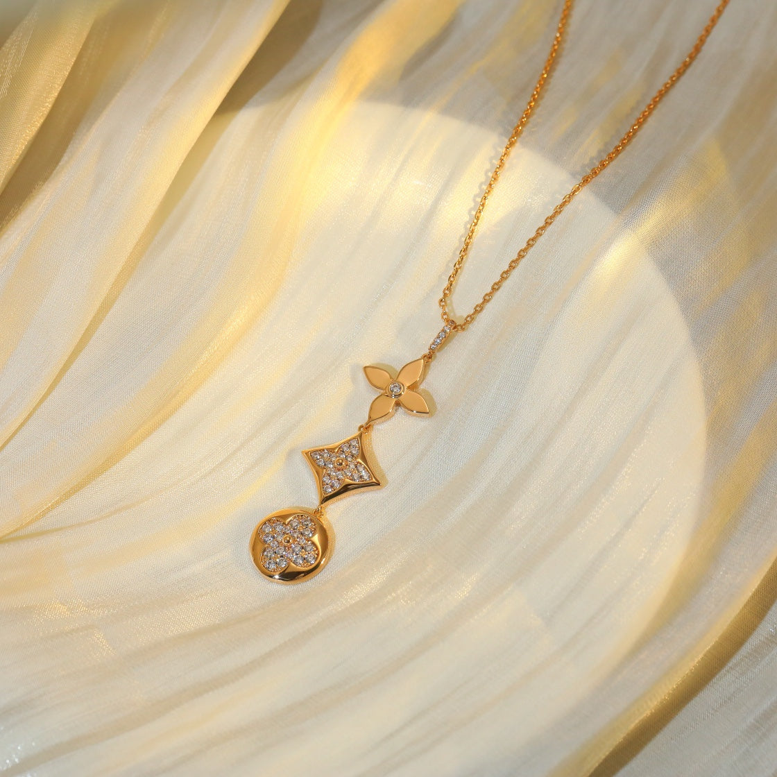 [⭐⭐JeweliWhal]STERN- UND SONNEN-DIAMANT-HALSKETTE IN ROSÉGOLD
