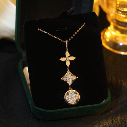 [⭐⭐JeweliWhal]STERN- UND SONNEN-DIAMANT-HALSKETTE IN ROSÉGOLD