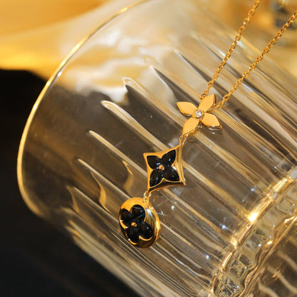 [⭐⭐JeweliWhal]STAR AND SUN ONYX PINK GOLD NECKLACE