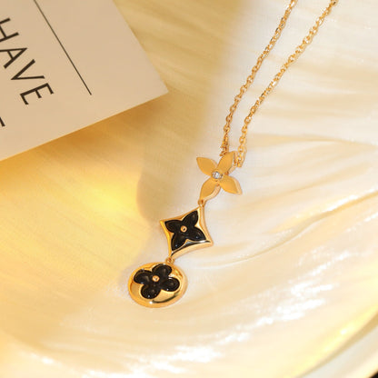 [⭐⭐JeweliWhal]STAR AND SUN ONYX PINK GOLD NECKLACE