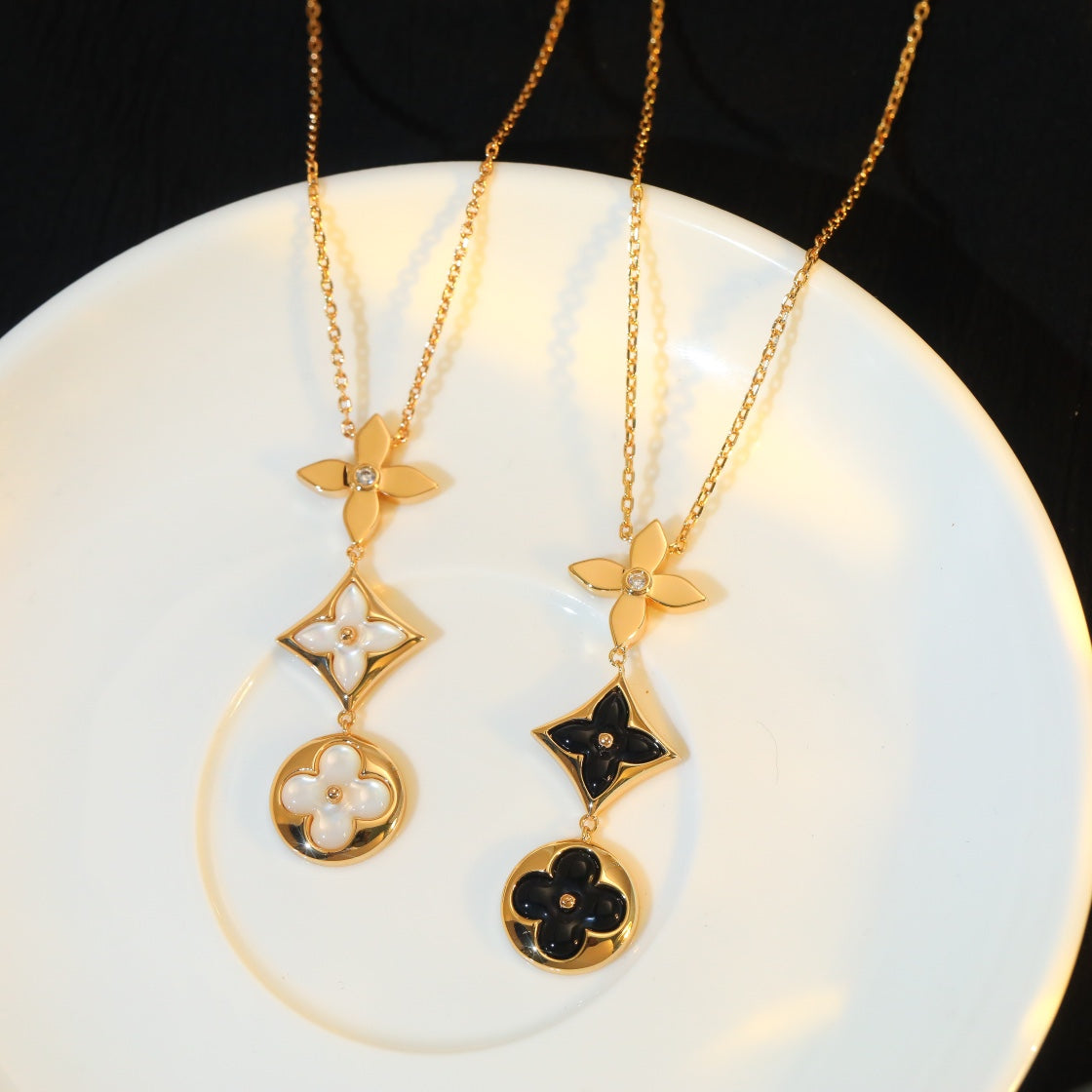 [⭐⭐JeweliWhal]STAR AND SUN ONYX PINK GOLD NECKLACE