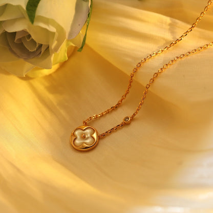 [⭐⭐JeweliWhal]SUN PEDANT PINK GOLD 1 DIAMOND NECKLACE