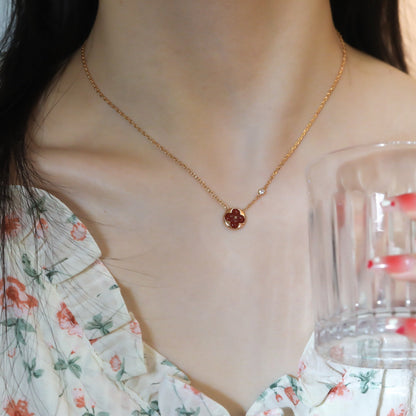 [⭐⭐JeweliWhal]SUN PEDANT PINK GOLD 1 DIAMOND NECKLACE