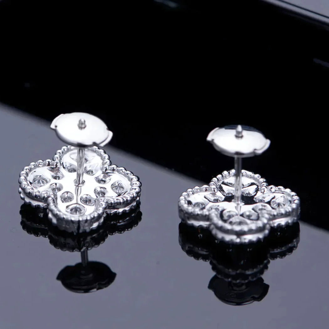 [⭐⭐JeweliWhal]CLOVER 1 MOTIV DIAMANT-OHRSTECKER SILBER