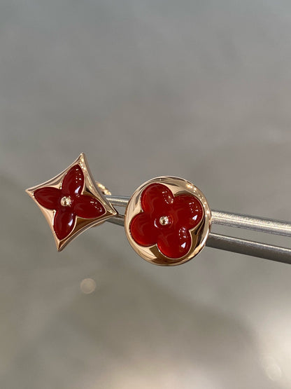 [⭐⭐JeweliWhal]STAR AND SUN PINK GOLD CARNELIAN STUD EARRINGS