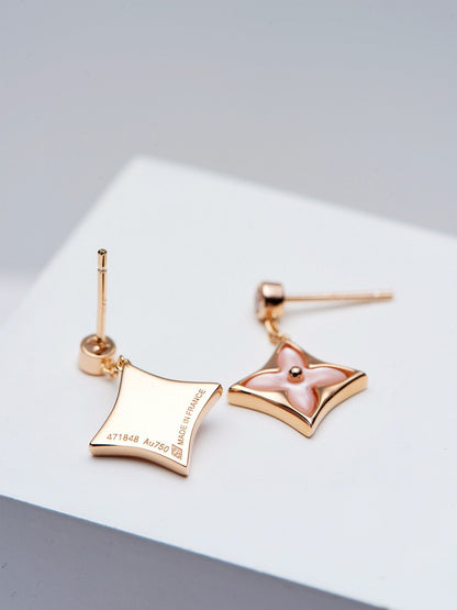 [⭐⭐JeweliWhal]DOPPELSTERN ROSÉGOLD MOP-HÄNGE OHRRINGE