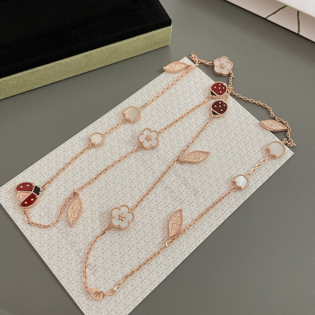 [⭐⭐JeweliWhal]GLÜCKS-FRÜHLINGS-HALSKETTE MIT 15 MOTIVEN IN ROSÉGOLD