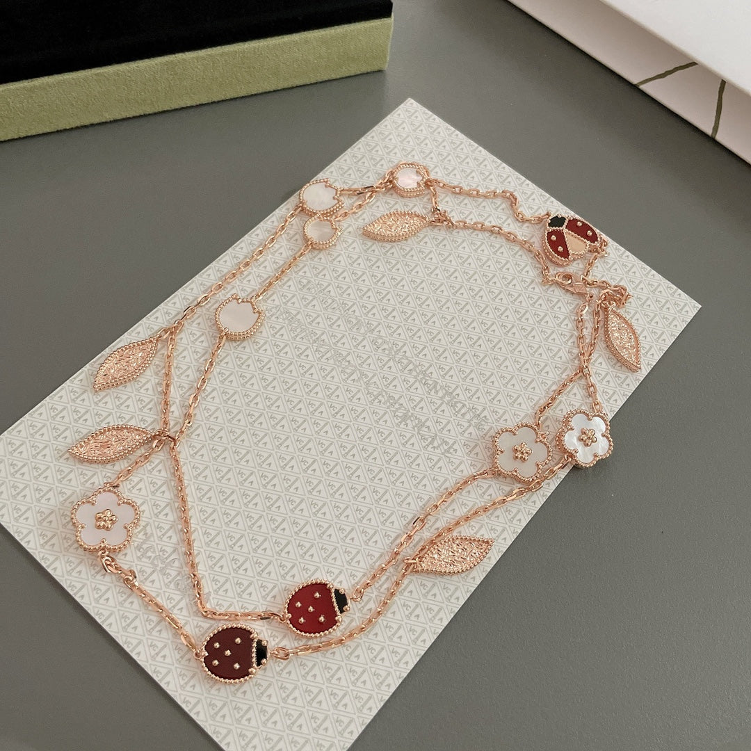 [⭐⭐JeweliWhal]GLÜCKS-FRÜHLINGS-HALSKETTE MIT 15 MOTIVEN IN ROSÉGOLD
