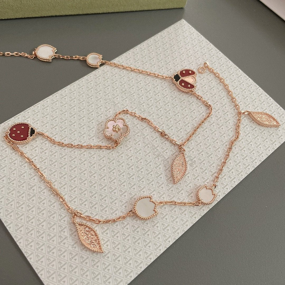[⭐⭐JeweliWhal]GLÜCKS-FRÜHLINGS-HALSKETTE MIT 15 MOTIVEN IN ROSÉGOLD