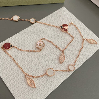 [⭐⭐JeweliWhal]GLÜCKS-FRÜHLINGS-HALSKETTE MIT 15 MOTIVEN IN ROSÉGOLD