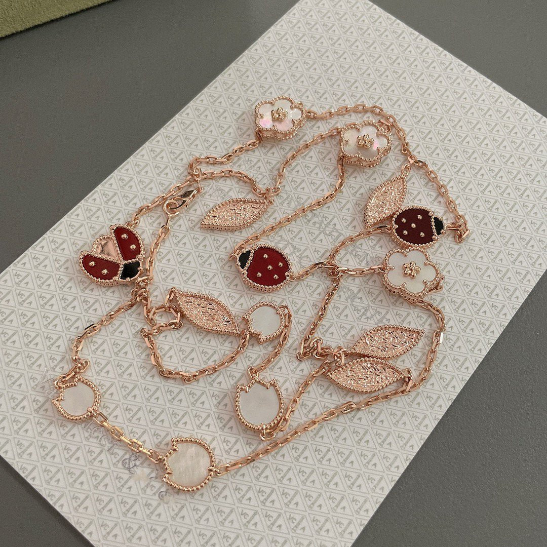 [⭐⭐JeweliWhal]GLÜCKS-FRÜHLINGS-HALSKETTE MIT 15 MOTIVEN IN ROSÉGOLD