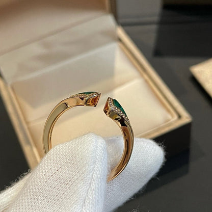 [⭐⭐JeweliWhal]DREAM MALACHITE DIAMOND OPEN RING