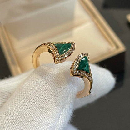 [⭐⭐JeweliWhal]DREAM MALACHITE DIAMOND OPEN RING
