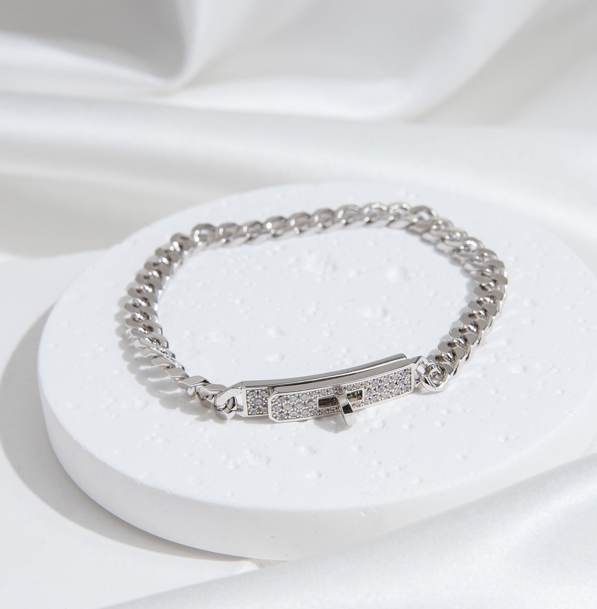[⭐⭐JeweliWhal]KELLY CHAIN SILVER DIAMOND BRACELET