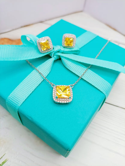 [JeweliWhal]SPARKLERS CITRINE GEMSTONE PENDANT NECKLACE STERLING SILVER