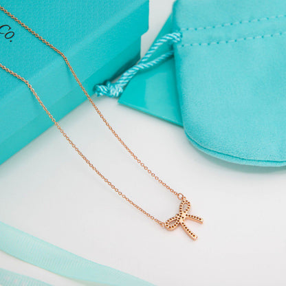 [JeweliWhal]RIBBON NECKLACE BOW PENDANT DIAMOND CHARM CHAIN