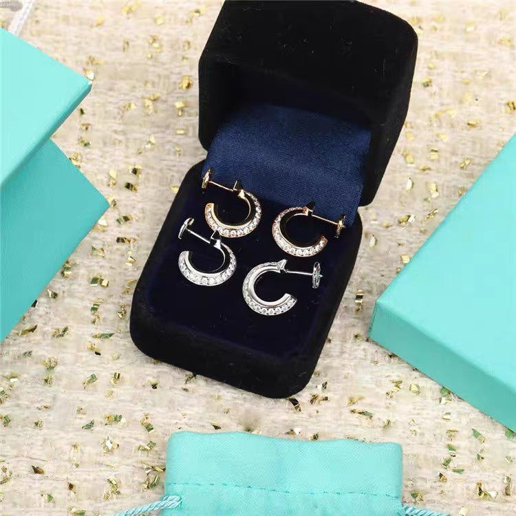 [JeweliWhal]HOOP EARRINGS IN ROSE GOLD WITH DIAMONDS