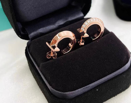[JeweliWhal]HOOP EARRINGS IN ROSE GOLD WITH DIAMONDS