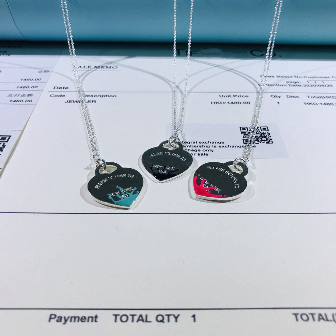 [JeweliWhal]COLOUR HEART SPLASH TAG NECKLACE