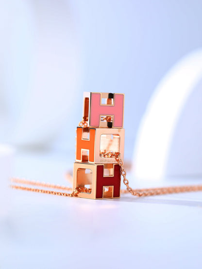 [⭐⭐JeweliWhal]H CAGE PINK GOLD NECKLACE