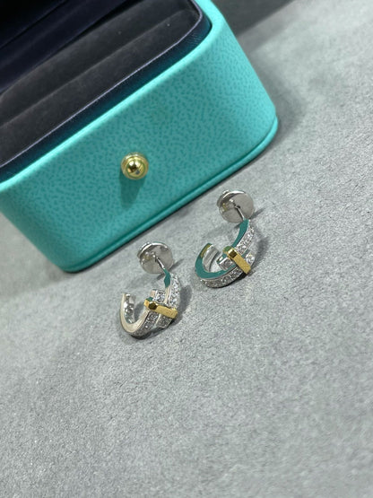 [JeweliWhal]EDGE DIAMOND PINK GOLD EARRINGS
