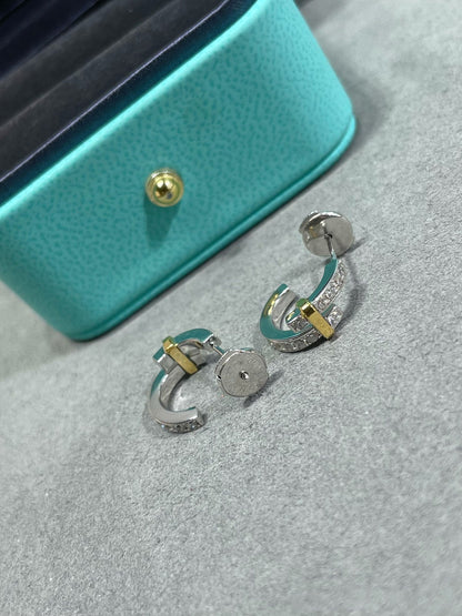 [JeweliWhal]EDGE DIAMOND PINK GOLD EARRINGS