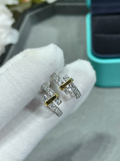 [JeweliWhal]EDGE DIAMOND PINK GOLD EARRINGS