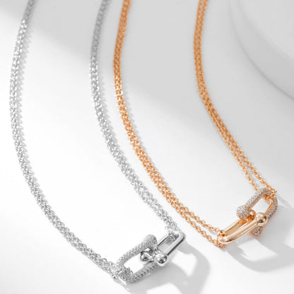 [JeweliWhal]HARDWEAR DIAMOND PEDANT DOUBLE CHAIN NECKLACE