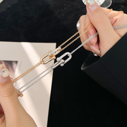 [JeweliWhal]HARDWEAR DIAMOND PEDANT DOUBLE CHAIN NECKLACE