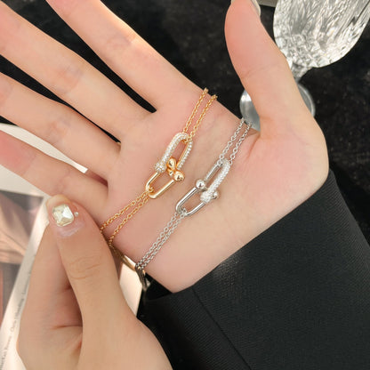 [JeweliWhal]HARDWEAR DIAMOND PEDANT DOUBLE CHAIN NECKLACE