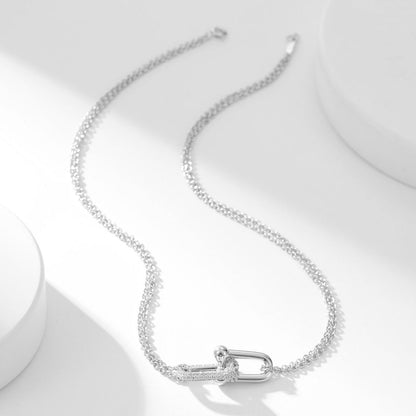 [JeweliWhal]HARDWEAR DIAMOND PEDANT DOUBLE CHAIN NECKLACE