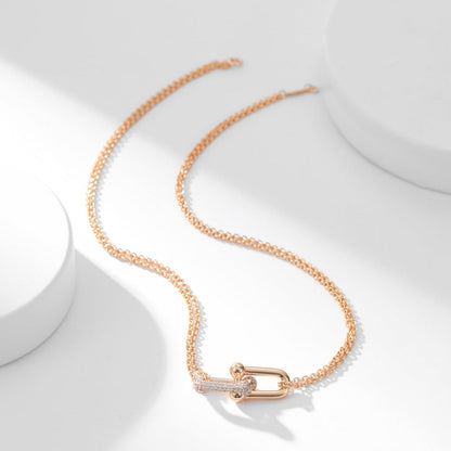 [JeweliWhal]HARDWEAR DIAMOND PEDANT DOUBLE CHAIN NECKLACE
