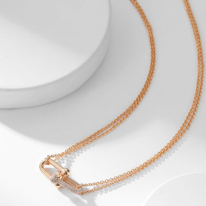 [JeweliWhal]HARDWEAR DIAMOND PEDANT DOUBLE CHAIN NECKLACE
