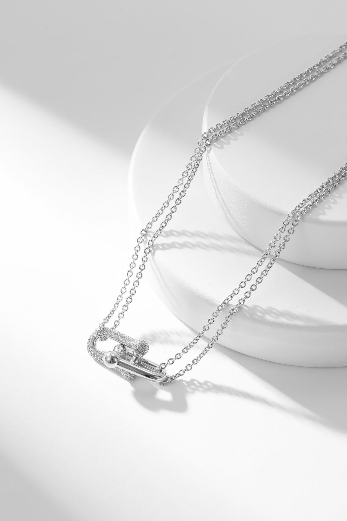 [JeweliWhal]HARDWEAR DIAMOND PEDANT DOUBLE CHAIN NECKLACE
